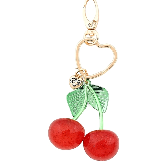 🔹️Betsey Johnson🔹️ Cherry Handbag Charm Key Fob New - Picture 1 of 3
